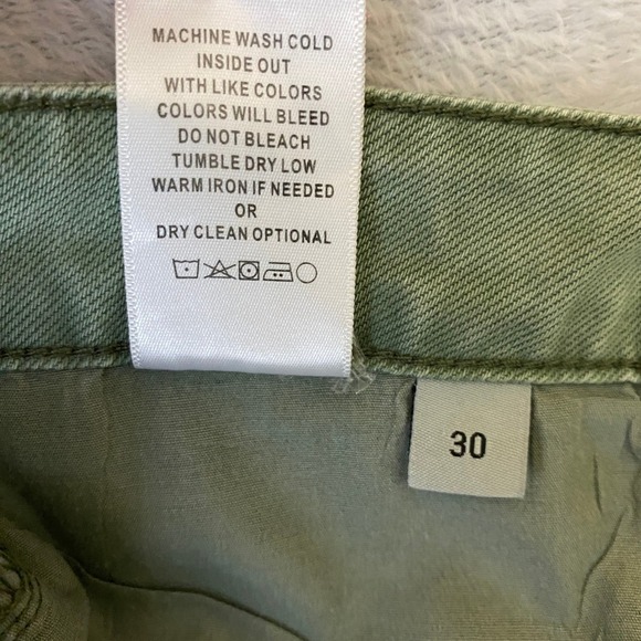 Vervet LA Distressed Cropped Wide Leg Jeans Women Size 30 Olive Green Grunge NWT - Picture 7 of 10